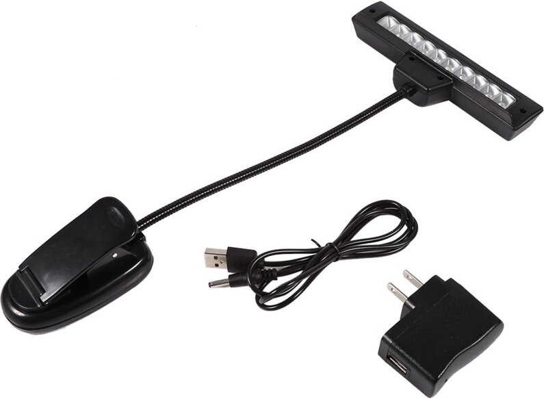 Eosnow Tragbare 10 LED Clip auf Notenständer Klemmleuchte Schlafzimmer Schreibtisch Leselampe AC 110V 220V 2