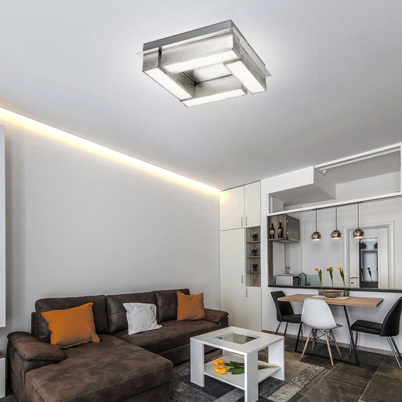 Globo - Deckenleuchte Wohnzimmerlampe led Deckenlampe silber Esszimmerleuchte, Textil Metall nickel-matt, 1x 12W 800lm 3...