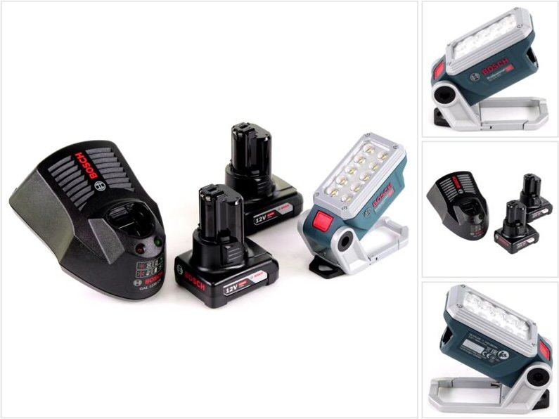 Bosch Akku Lampe GLI 12V-330 DeciLED + 2 x 6,0 Ah Akku + Ladegerät