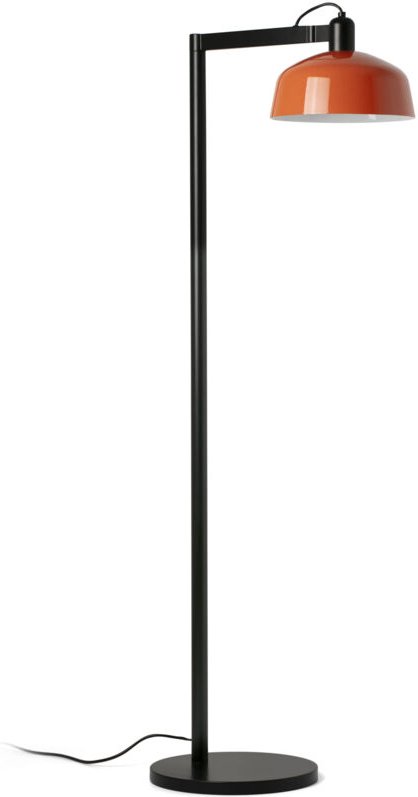 Faro Tatawin Tatawin Stehleuchte, satiniert schwarz, glänzend rötlich-orangefarbener Schirm, E27