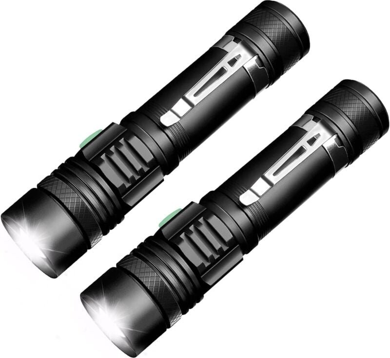 Thumbnail - Memkey - Taschenlampe, wiederaufladbar, leistungsstarke LED-Taschenlampe, 600 lm, wasserdicht, zoombar, 4 Modi, einstell...