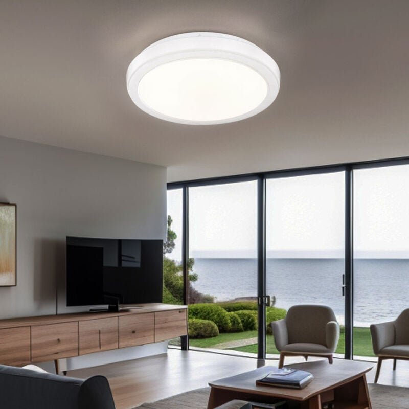 Deckenleuchte Küchenlampe Wohnzimmerlampe Esszimmerleuchte marmoriert led Deckenlampe weiß, 12W 1150lm warmweiß, DxH 33,...