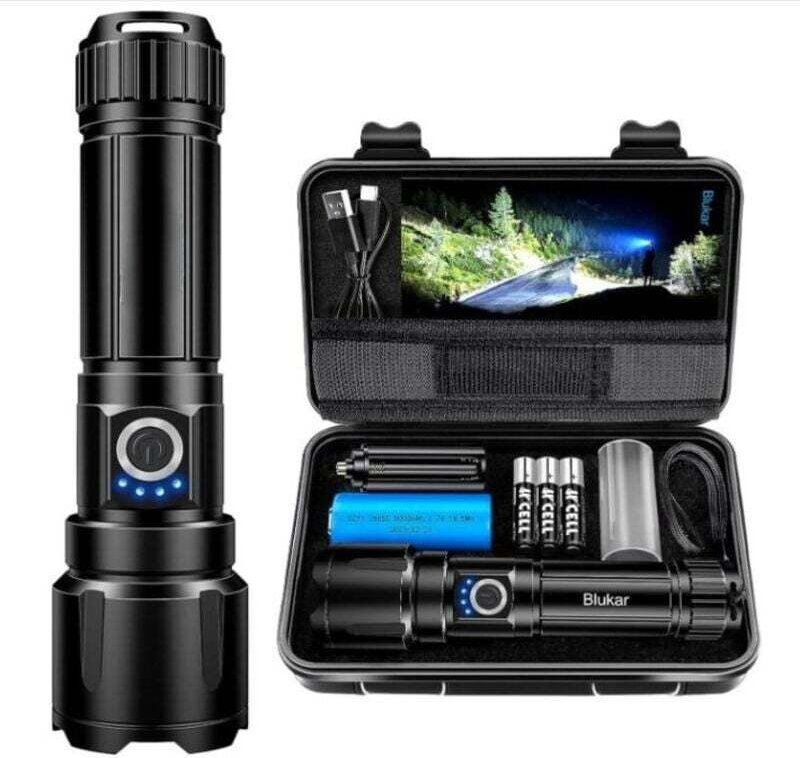 Extrem leistungsstarke LED-Taschenlampe, 20000 lm, wiederaufladbar, taktische Taschenlampe, 5000 mAh Akku, IPX6 wasserdi...