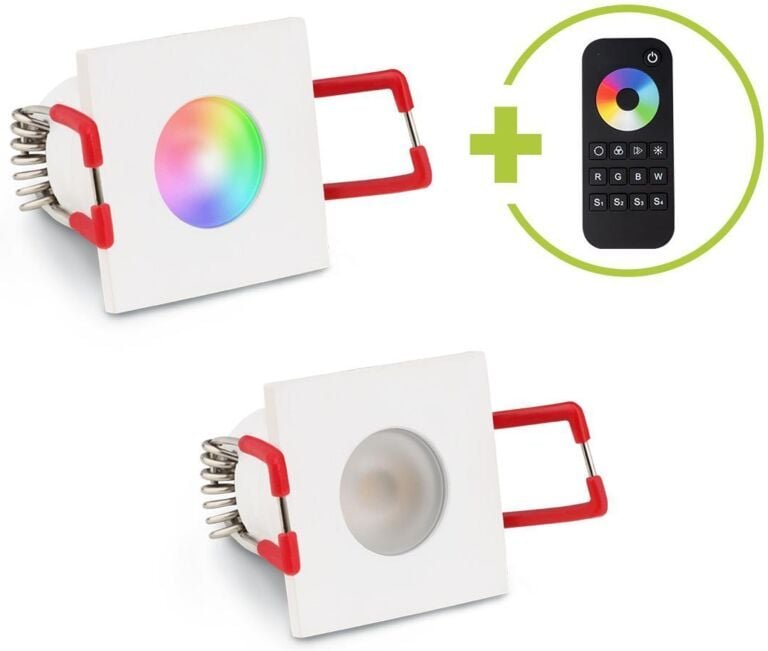 Einbaustrahler Mini Livorno eckig 3W RGBW IP65 - Farbe: weiß - Anzahl: 2x