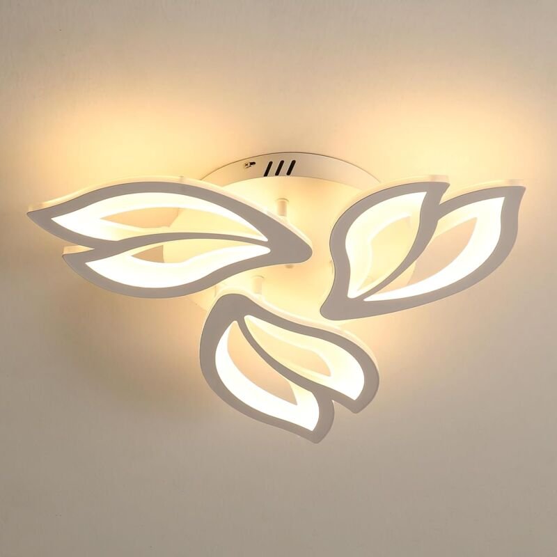 Comely - Moderner LED-Deckenleuchter aus weißem Acryl, Kreatives Design Magnolienblütenblätter, für Wohnzimmer, Schlafzi...
