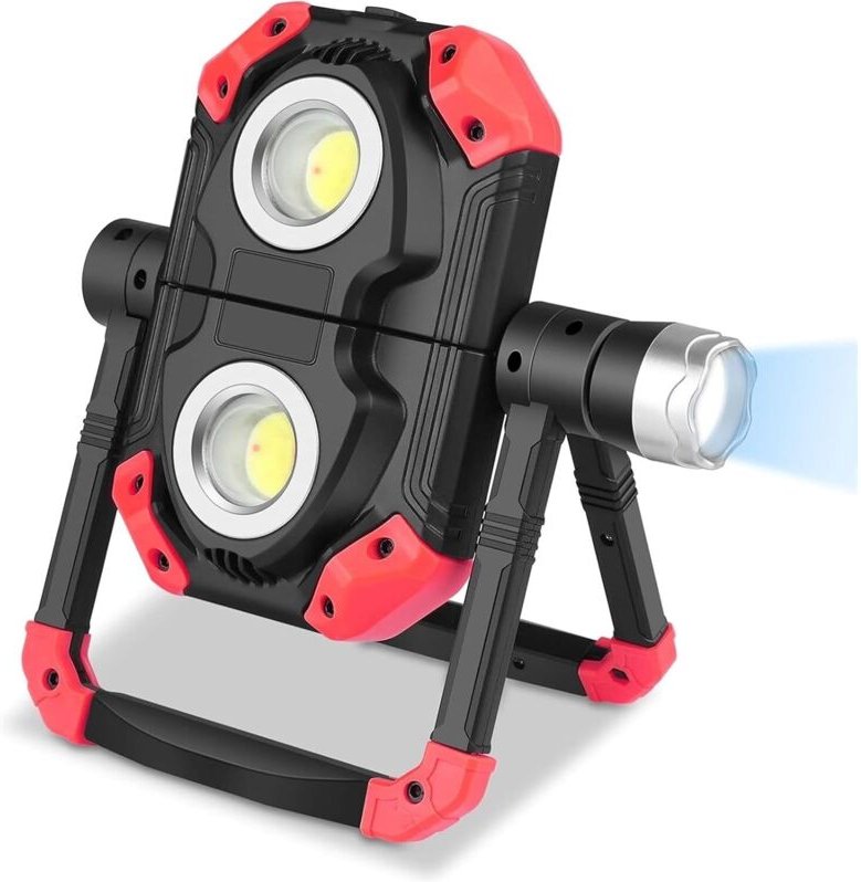Wiederaufladbare LED-Arbeitsleuchte, faltbarer Scheinwerfer mit 360°-Drehung, tragbare, wasserdichte Sicherheitsleuchte ...