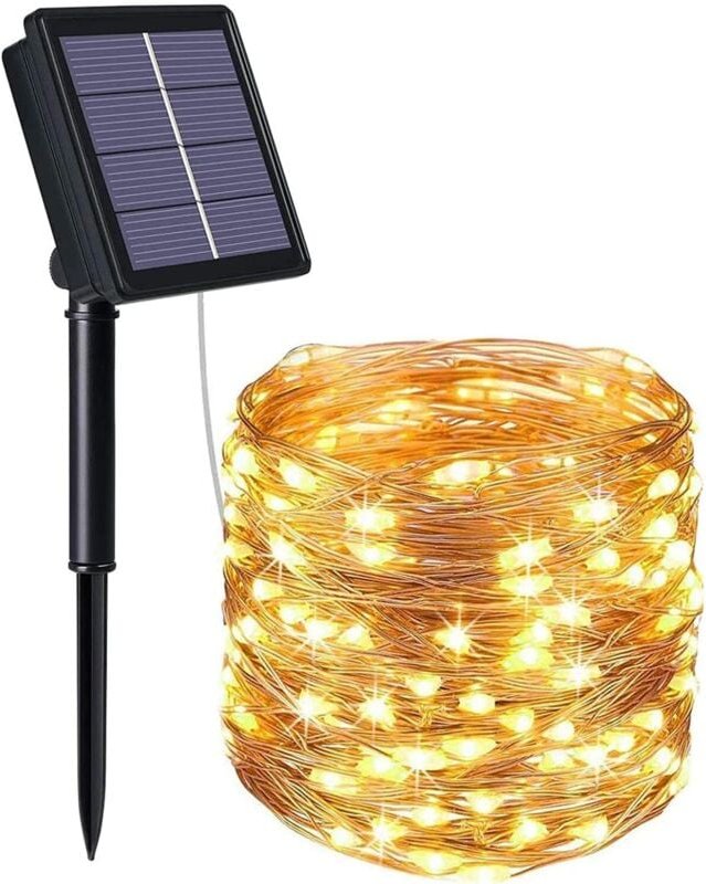 WAY - Solar-Lichterkette, 1 Set mit 200 LEDs, wasserdicht, Solar-Lichterkette, 8 Funktionen, 22 m