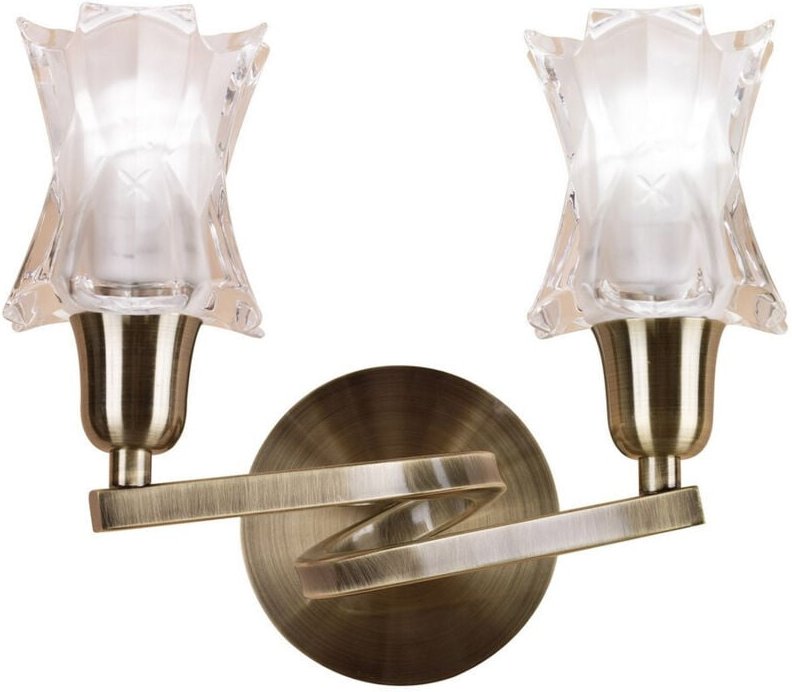 Inspired Mantra Alaska Wandleuchte mit Schalter, 2 Lichter, L1/SGU10, Messing antik, Kompaktleuchtstofflampen im Lieferu...