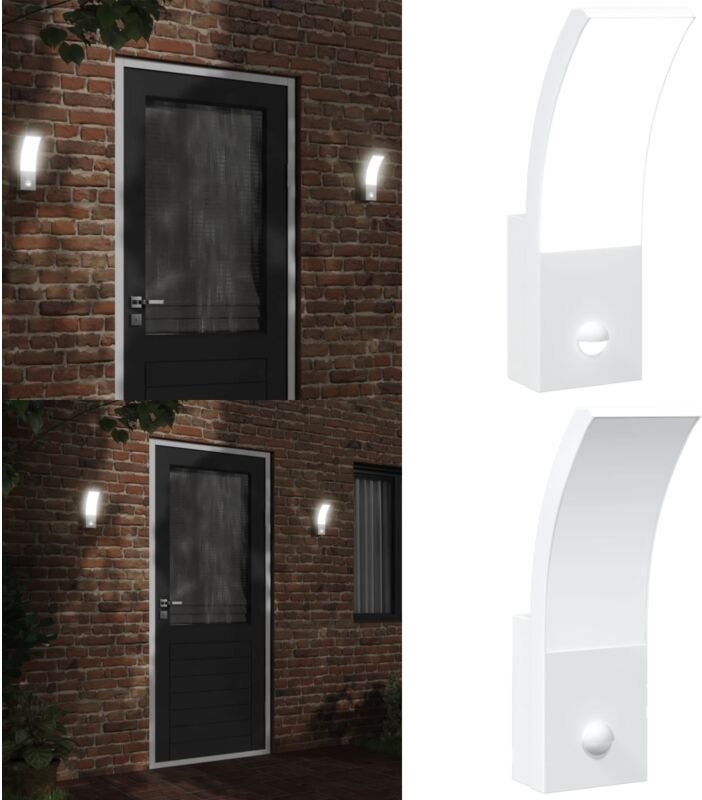 LED-Außenwandleuchte mit Sensor Weiß Aludruckguss - LED-Lampe - Bewegungsmelder - Außenscheinwerfer - Gartenbeleuchtung ...