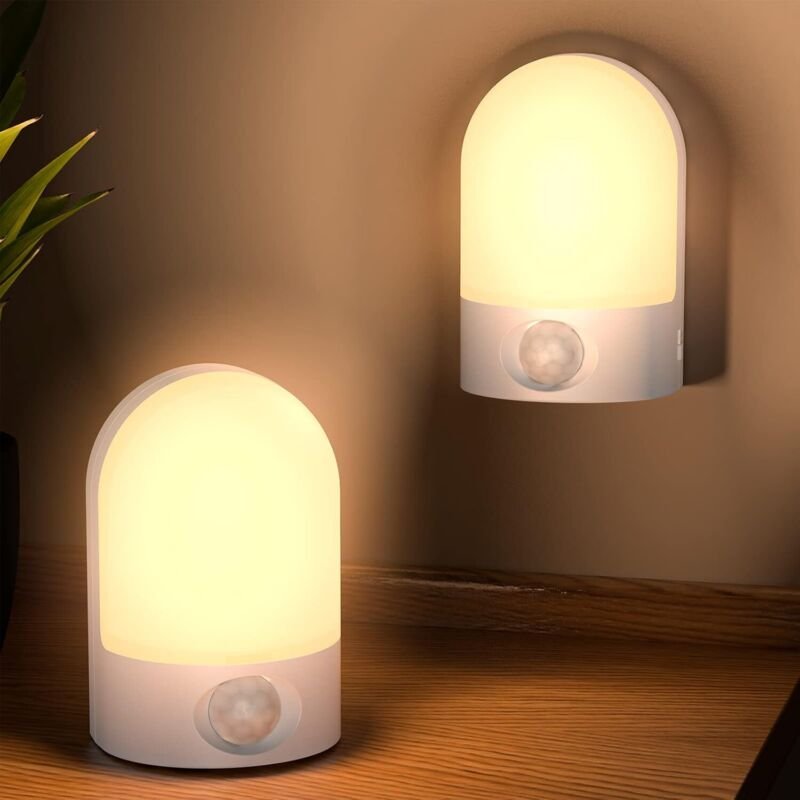 Nachtlicht mit Bewegungsmelder, 2 Stück Nachtlicht Kinder Lampe Batteriebetrieben, Tischlampe mit Bewegungsmelder Innen ...