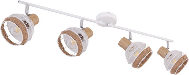 Vintage Decken Leuchte Spot Strahler Leiste verstellbar Holz-Optik Wohn Zimmer Beleuchtung Käfig Lampe Globo 54021-4