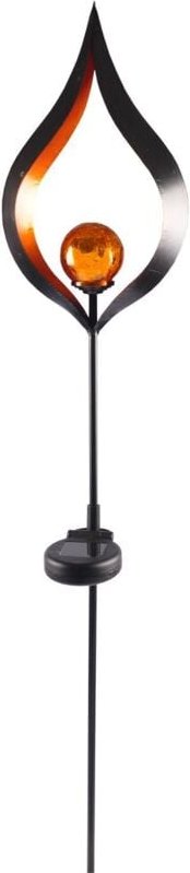 Solar Metall-Gartenstecker 95cm led Glaskugel Gartendeko Mond Tropfen Flamme top - Flamme