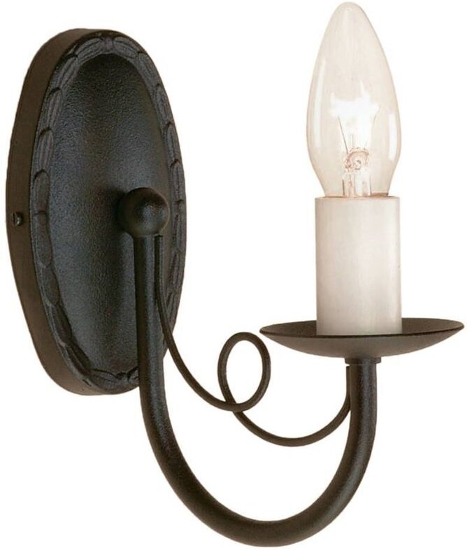 Minster - 1 Licht Innenkerze Wandleuchte Schwarz, E14 - Elstead