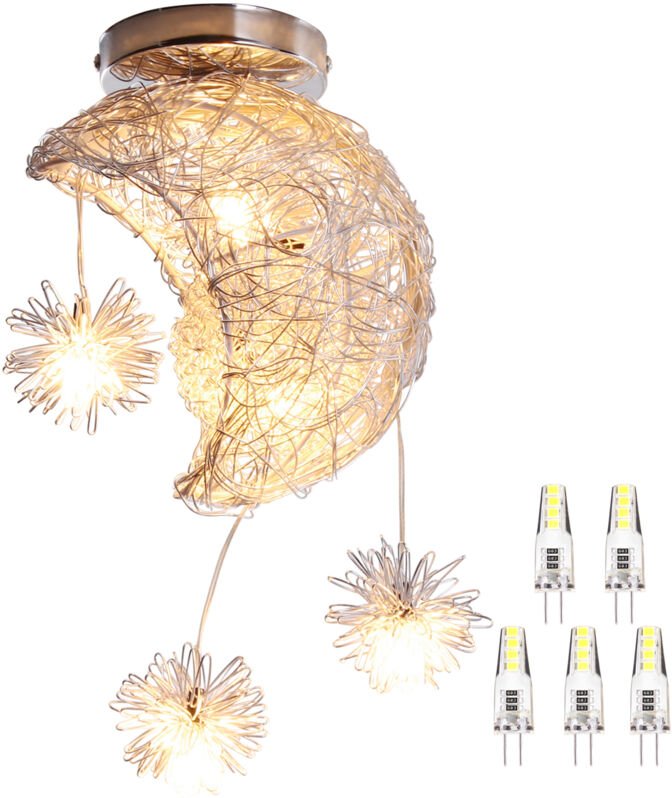 20CM LED Deckenleuchte Moderne Kreative Mond Pendelleuchte für Wohnzimmer, Esszimmer, Schlafzimmer (Warmweiß)