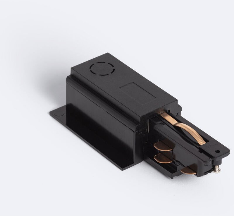 Ledkia - Verbinder 'Right Side' zum Netzanschluss für 3-Phasenstromschiene dali Track Einbau Aluminium Schwarz