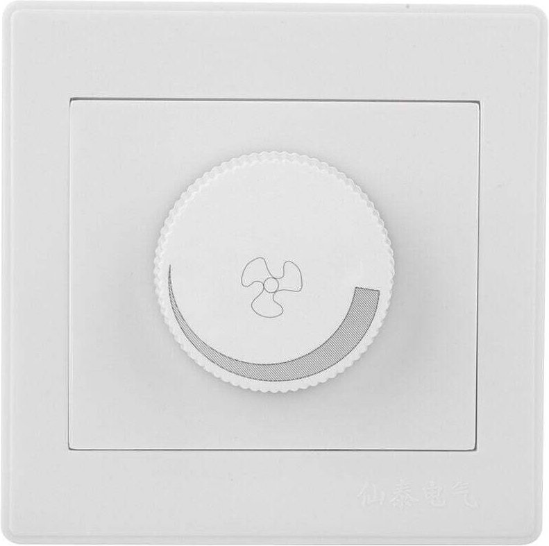 Plafonnier Interrupteur Vitesse Ventilateur Bouton Panneau Mural Blanc AC250V 100W 86x86mm