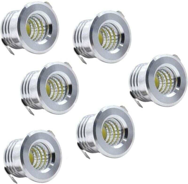 Set mit 6 Mini-LED-Einbaustrahlern für die Decke, Schwarz, 3 W, Kaltweiß