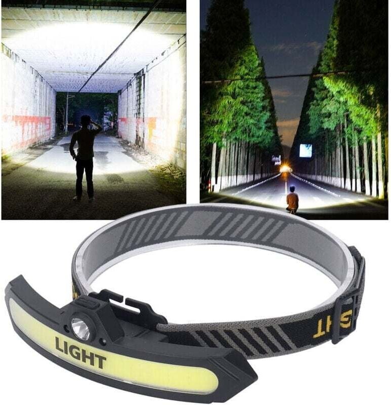 COB-Frontlampe mit 6 Beleuchtungsmodi, USB-Ladefunktion, Induktionsunterbrechung, verstellbare Winkellampe für Camping, ...