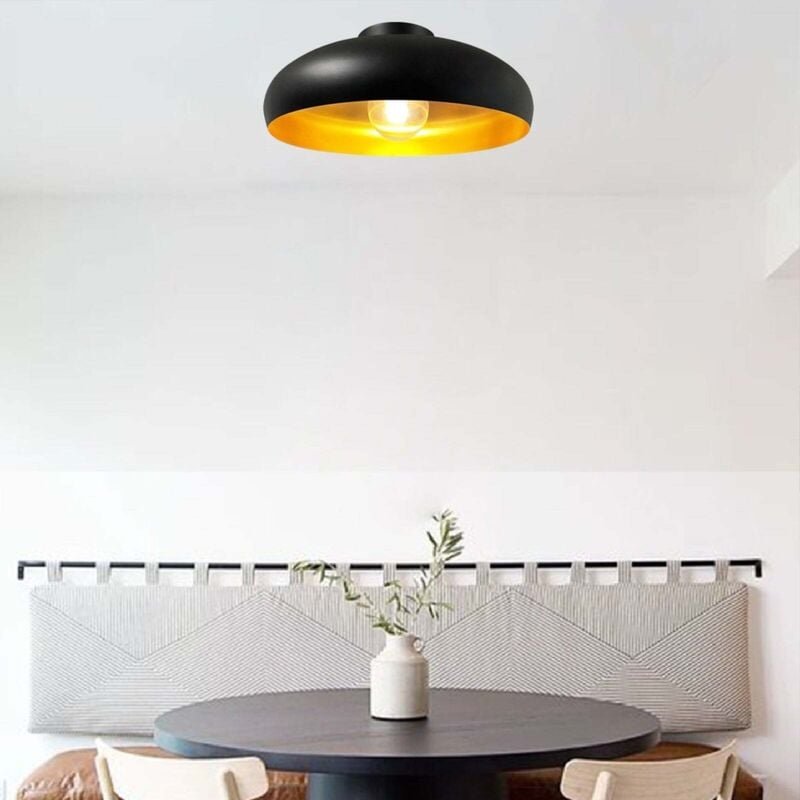 Andora Industrielle Deckenleuchte aus Schwarze Metall Handbemalt - Vintage Kronleuchter E27 Ø40 cm für Wohnzimmer, Schla...