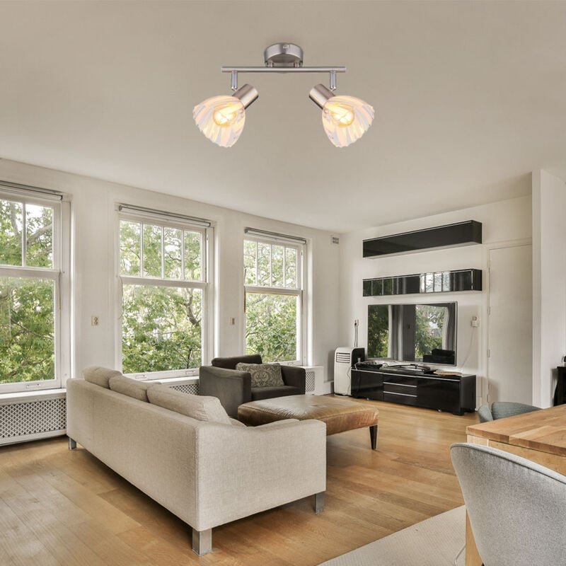 Globo Lighting - Deckenleuchte Deckenlampe Esszimmerleuchte silber 2 flammig verstellbar l 25 cm