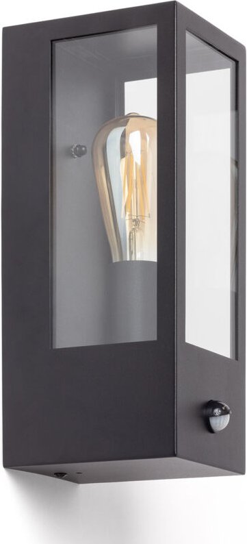 Ledkia - Wandleuchte Außen Edelstahl und Glas mit Bewegungssensor Gakom Schwarz
