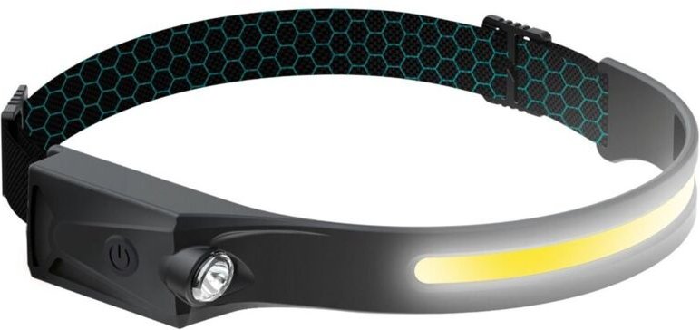 Korpass Lightingmotion - Einstellbare vordere COB-LED-Taschenlampe 3xAAA (5W 300lm) IP65 und 50m Reichweite in schwarzer...