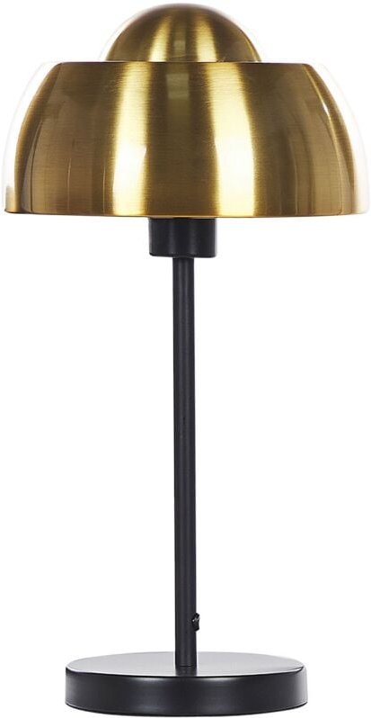 Beliani - Tischlampe Gold / Schwarz aus Metall 44 cm runder Schirm Kabel mit Schalter Industrie Look Modernes Design