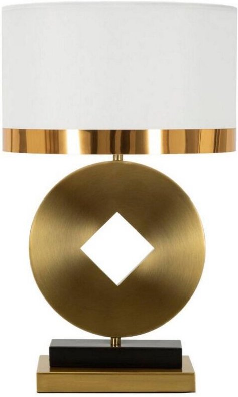 Tischlampe Papier, Schreibtischleuchte, Büroleuchte, Arbeitslampe, 30x30 h53 cm, Weiß und Gold - Dmora