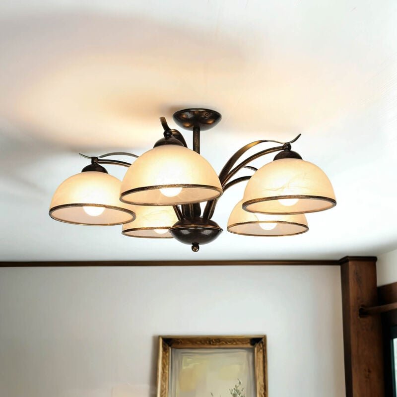 Edle Deckenleuchte korfu in Messing Antik 5-flammig