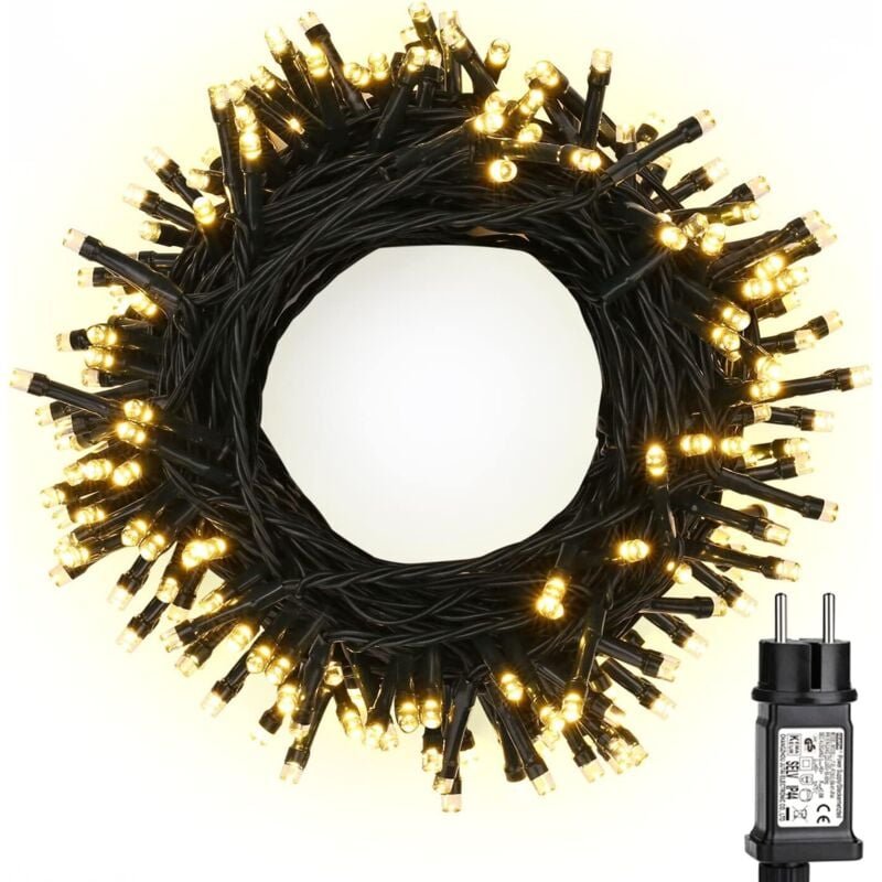 Weihnachtslichterkette für draußen, 20 m, 200 LEDs, Weihnachtsbaumbeleuchtung für drinnen, warmweiß, elektrisch, 8 Modi,...