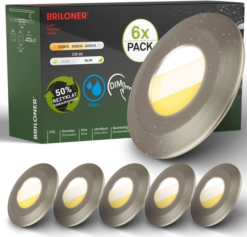 B.k.licht - 6er Set led Bad Einbaustrahler led Einbauleuchten Bad Spots cts dimmbar Ra90