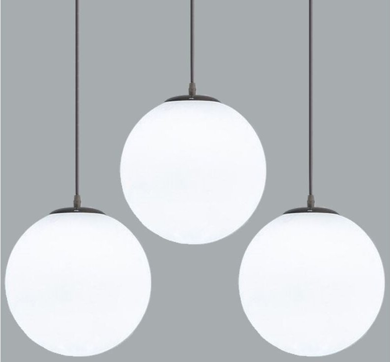 Modern Industrielle Pendelleuchte Kreative Runde Hängeleuchte Glas Opal weiß Kronleuchter 3 Stücke Ø30CM