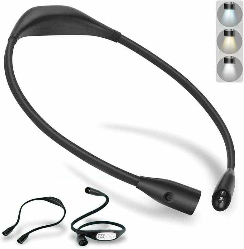 Wiederaufladbare LED-Nackenleseleuchte, 4 LED-Leseleuchte mit 3 einstellbaren Farbtemperaturen und einstellbarer Helligk...