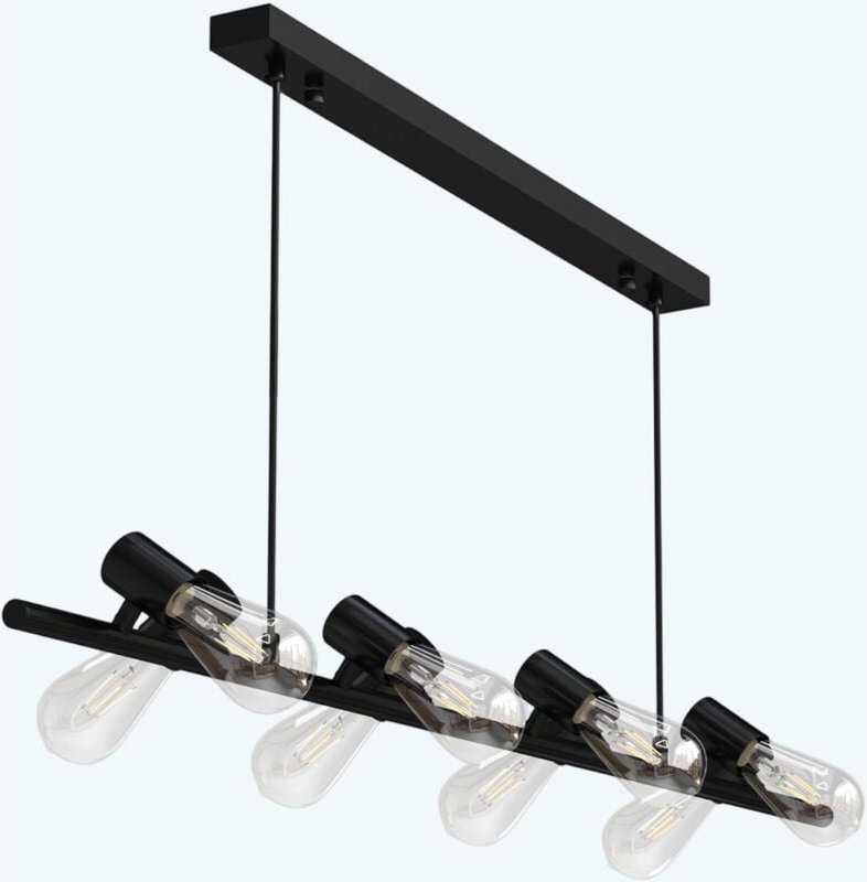 Pendelleuchte 120cm led Hängelampe 8 Flammig 4000K Verstellbares Kabel E27 Schwarz Hängeleuchte für Esszimmer Wohnzimmer...