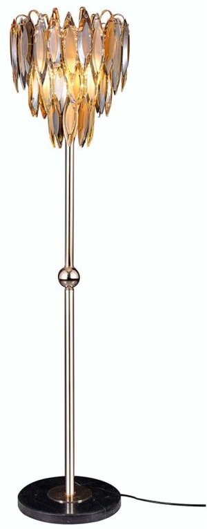 Stehlampe Standleuchte Leseleuchte 4 Flammig goldfarben Kristalloptik H 165 cm