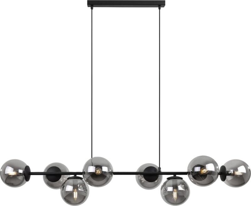 Siena Schwarze Hängelampe 8 Flache Graphit-Lampenschirme E14