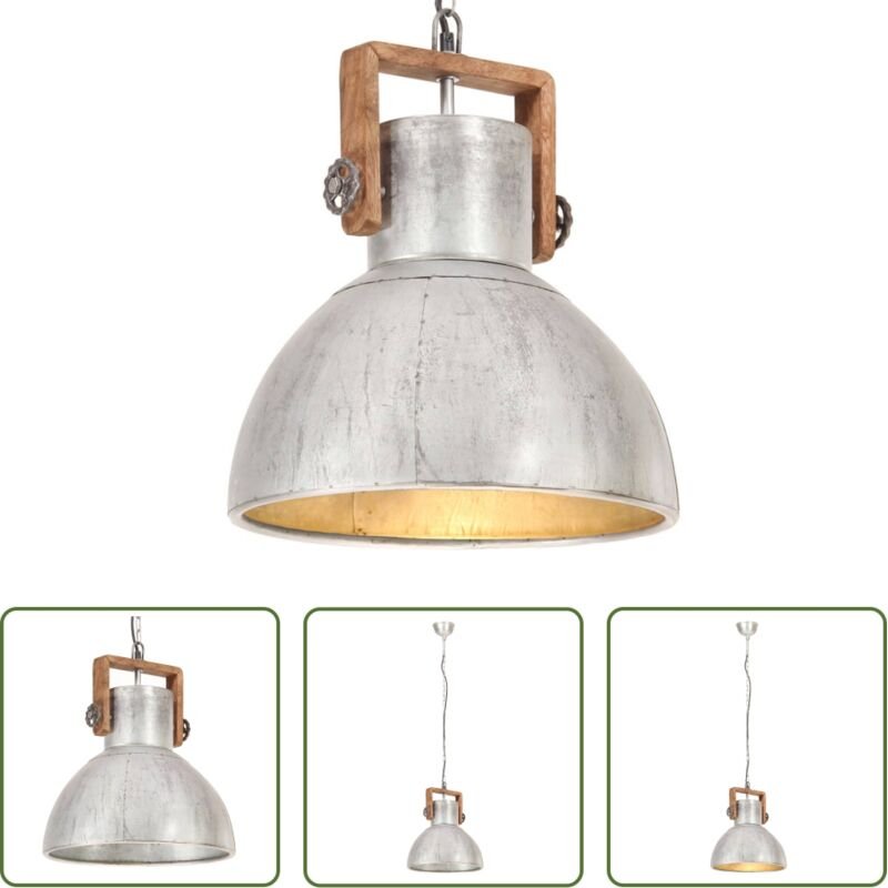 vidaXL Wohnzimmer Lampe - Hängelampe Industriestil 25 W Silbern Rund 40 cm E27
