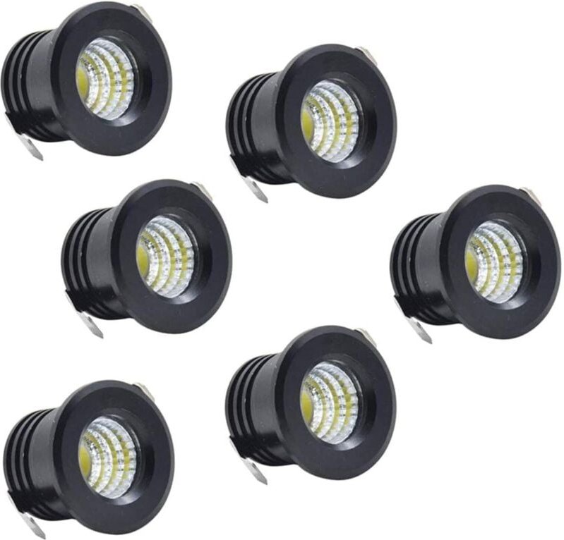 6er-Pack Mini-LED-Deckeneinbaustrahler, schwarzer Mini-LED-Strahler für Schrankdeckenleuchte, 3 W, Warmweiß-AIMOONSA