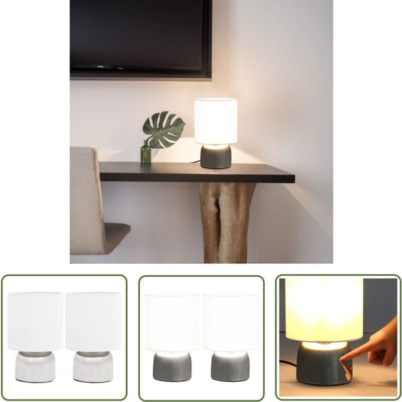 Thumbnail - The Living Store Tischlampen 2 Stk. Touch-Sensor Weiß E14 - Tischlampe - Stehlampe - Wohnzimmer Deko - LED Tischlampe - ...