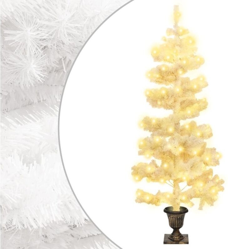 Spiral-Weihnachtsbaum mit Beleuchtung und Topf Weiß 120 cm vidaXL