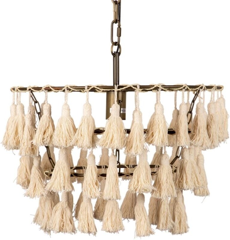 Beige Quasten-Deckenlampe 45x45x146 cm