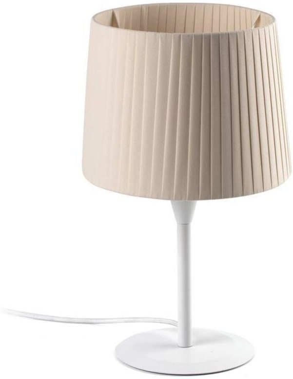 Samba Mini Tischlampe weiß/Polyesterseide beige 64316-35
