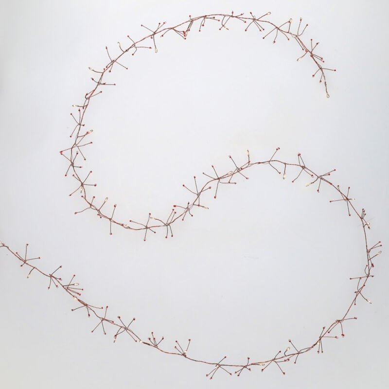 GSC - LED-Girlande aus roten Mini-Perlen, 1,8 m, warmes Licht