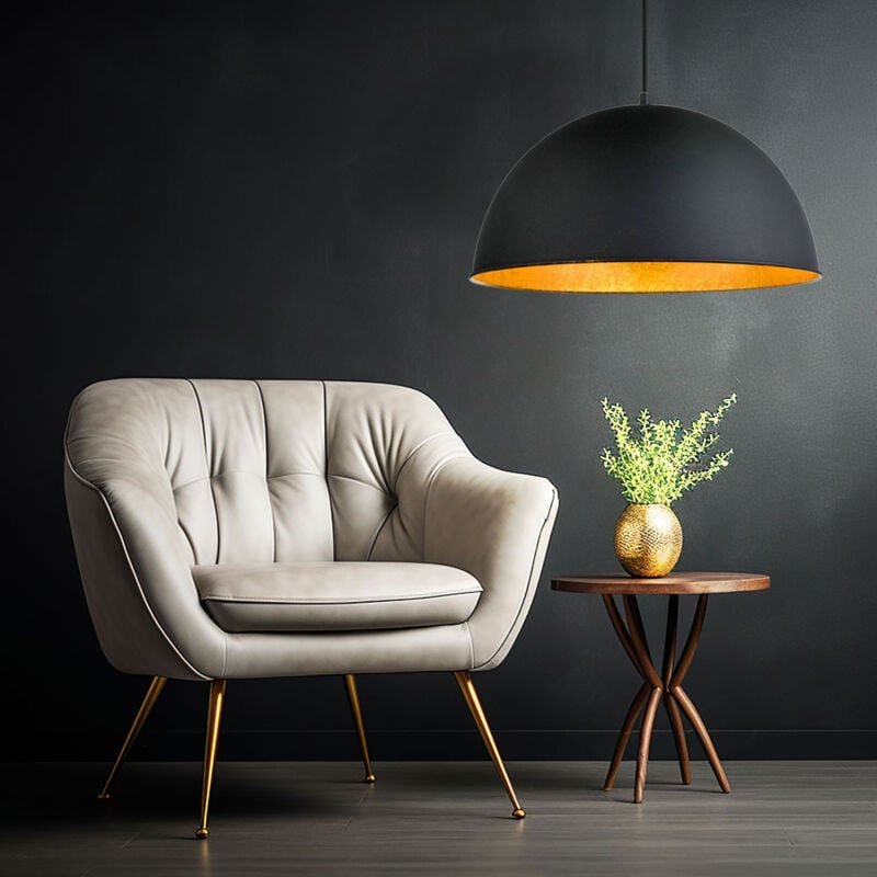 Led Hängelampe Hängeleuchte Pendelleuchte Esszimmerlampe Schirmleuchte, Metall schwarz goldfarben, 10,5W 1055lm warmweiß...