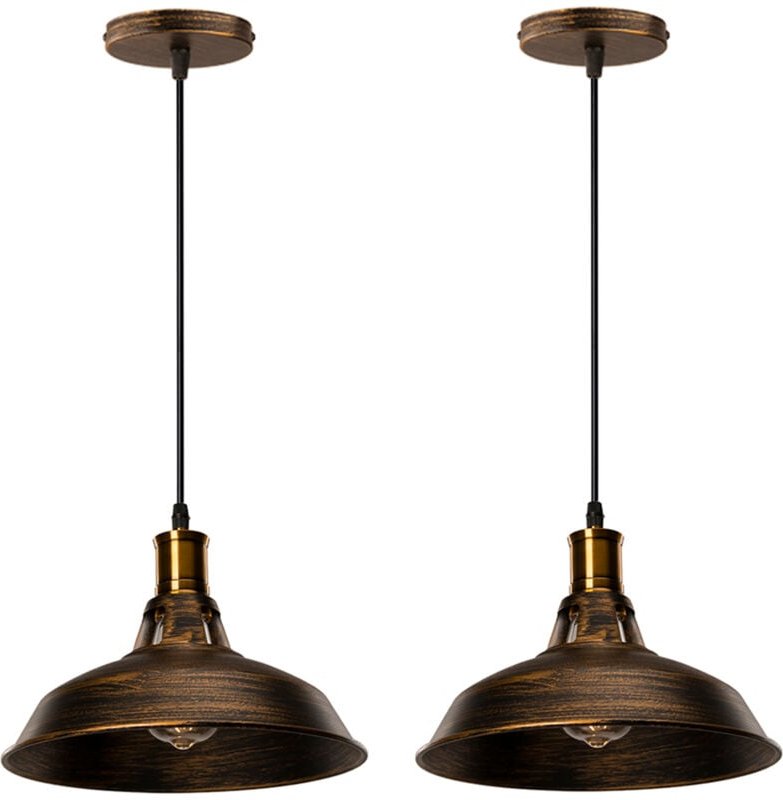 Industrielle Hängende Deckenleuchte e27 Metall Eisen Pendelleuchte für Küche Wohnzimmer(2PCS Messingfarbe)