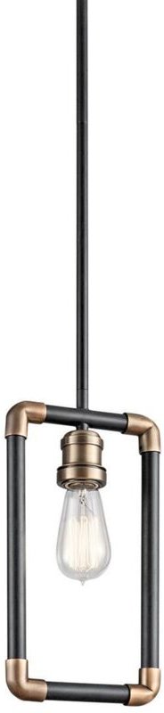 Elstead - Imahn - 1 Licht Mini Deckenpendelleuchte Schwarz, Naturmessing, E27