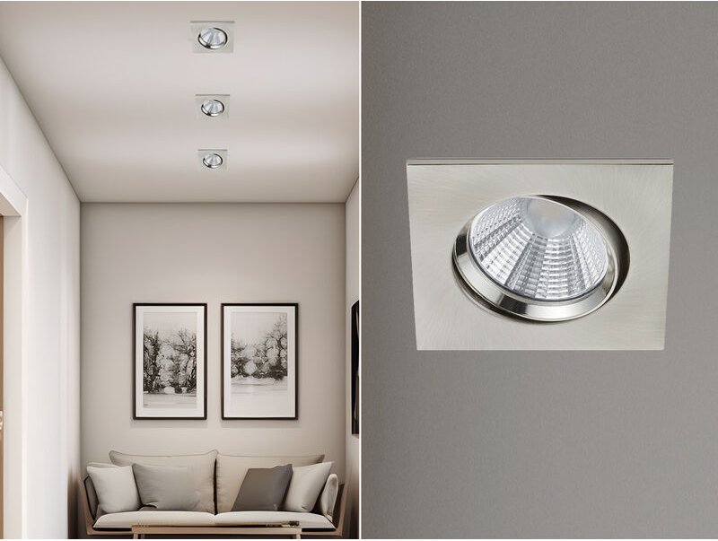 Trio - led Einbaustrahler pamir eckig schwenkbar dimmbar Silber 5,5W Deckenbeleuchtung