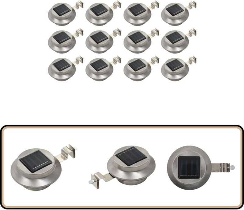 Solar-Außenleuchten 12 Stk. led Rund 12 cm Weiß - Solarlaterne - Außenscheinwerfer - Gartenbeleuchtung - LED-Beleuchtung...