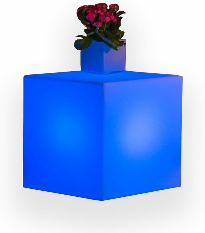 Quadratische leuchtende Laterne YouCube mit LED-Laterne Dekoration Made in Italy für den Außeneinsatz -Niedriges Modell ...