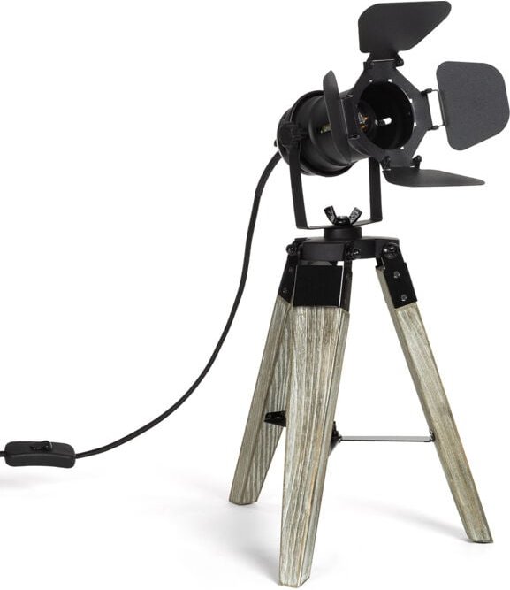 Ledkia - Tischlampe aus Holz und Metall Cinema Kurangna xs Schwarz